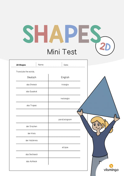 2D Shapes / 2D-Formen: Vocabulary Mini Test (Englisch)