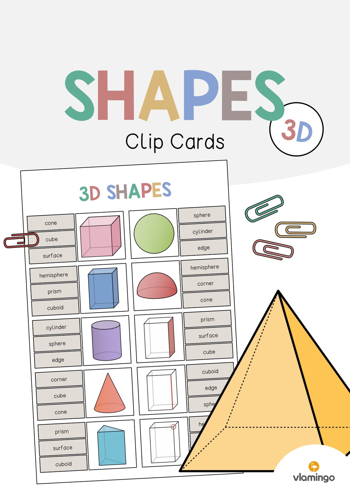 de englisch 3d shapes clip cards 001