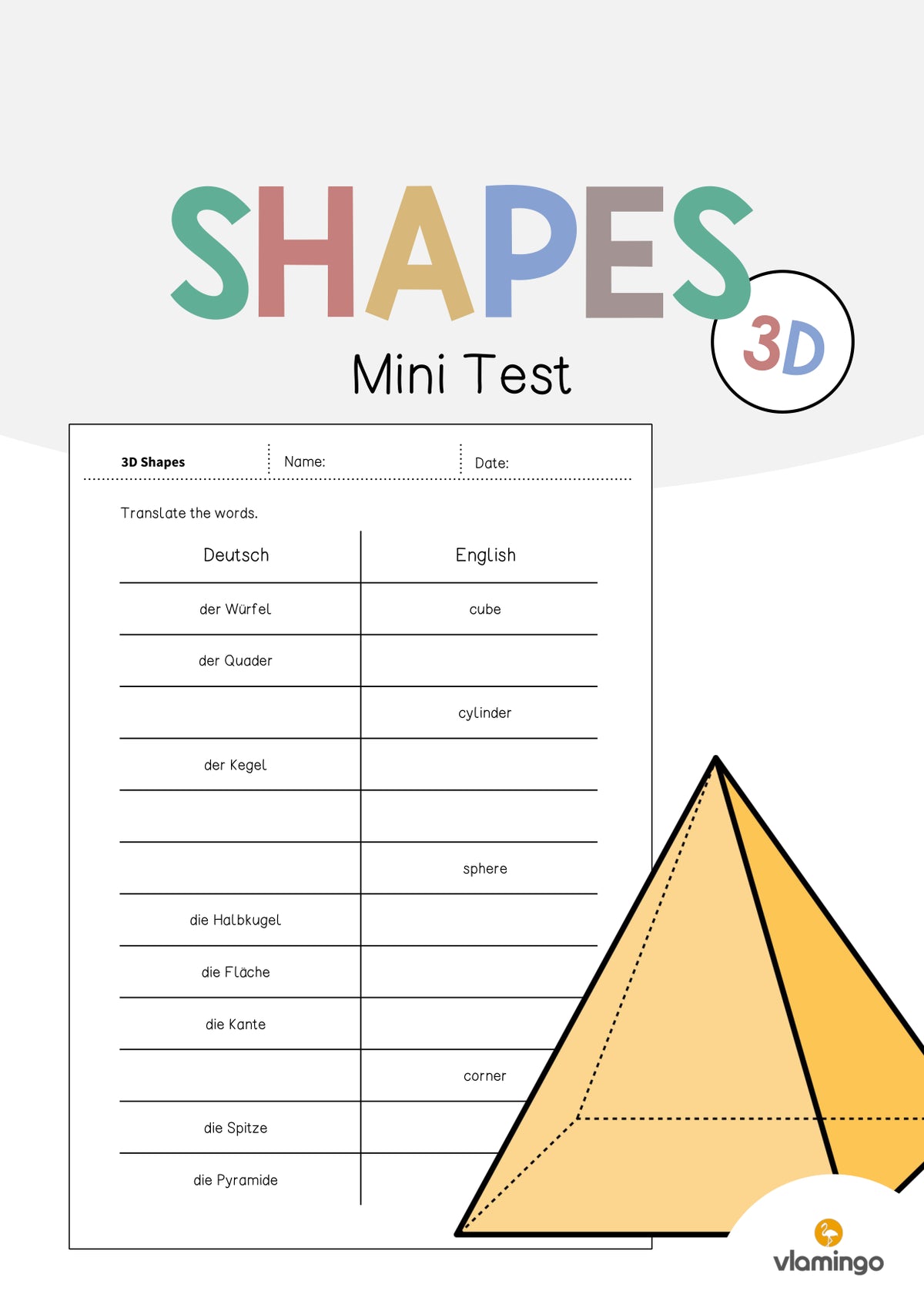 de englisch 3d shapes vocabulary mini test 001