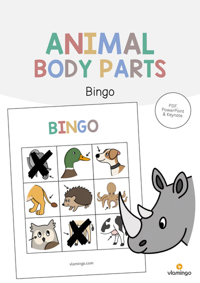 Animal Body Parts / Körperteile von Tieren: Bingo (Englisch)