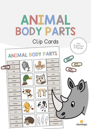 de englisch animal body parts clip cards 001
