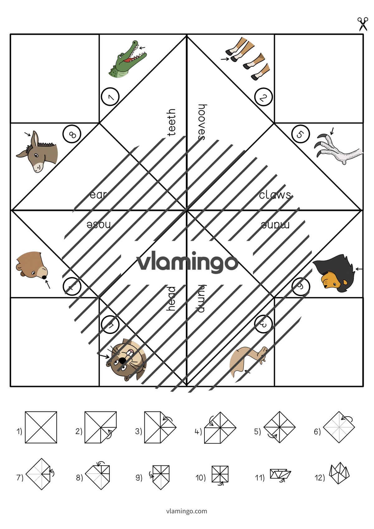 de englisch animal body parts cootie catcher 007