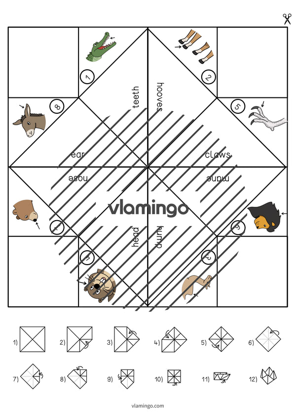 de englisch animal body parts cootie catcher 007