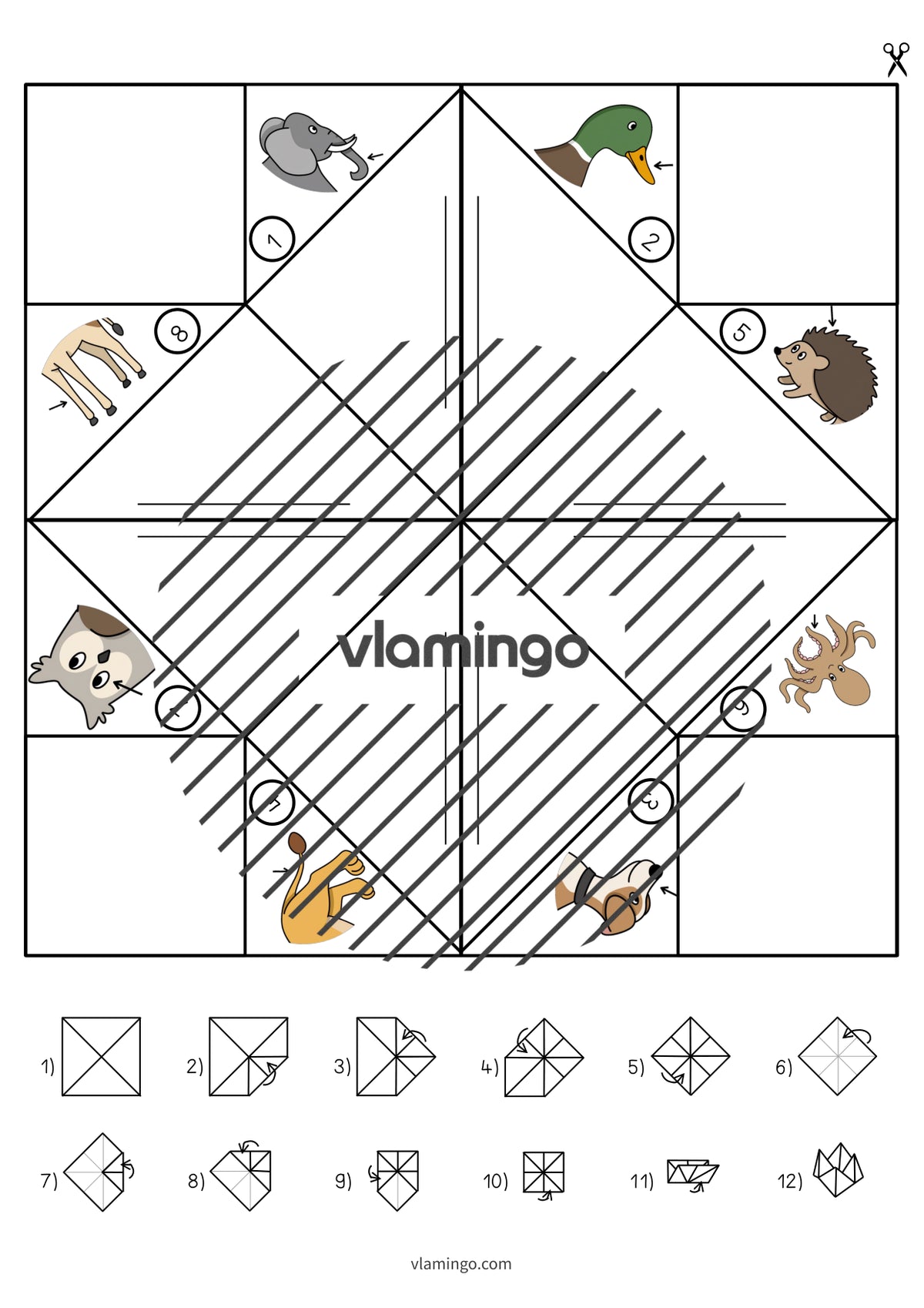 de englisch animal body parts cootie catcher 009