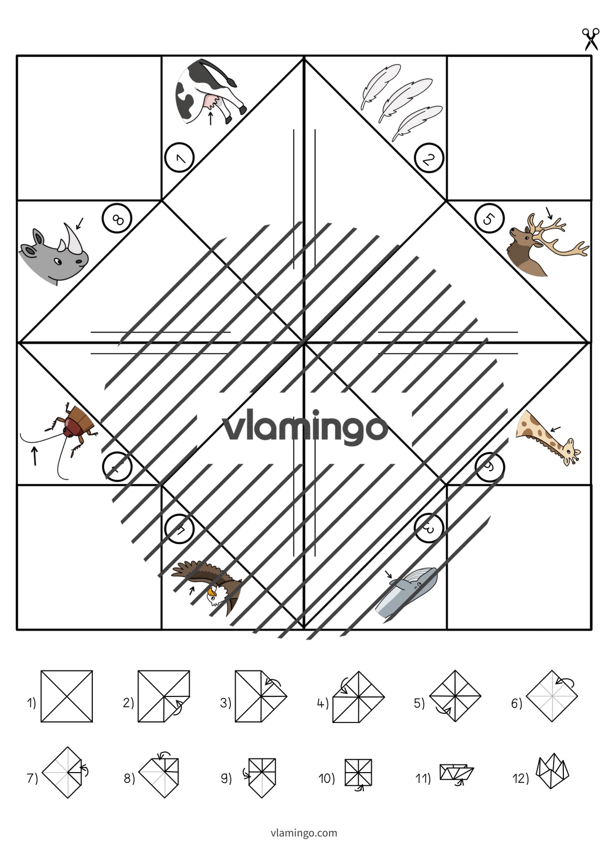 de englisch animal body parts cootie catcher 010