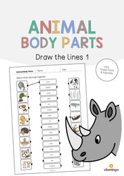 de englisch animal body parts draw the lines 1 001