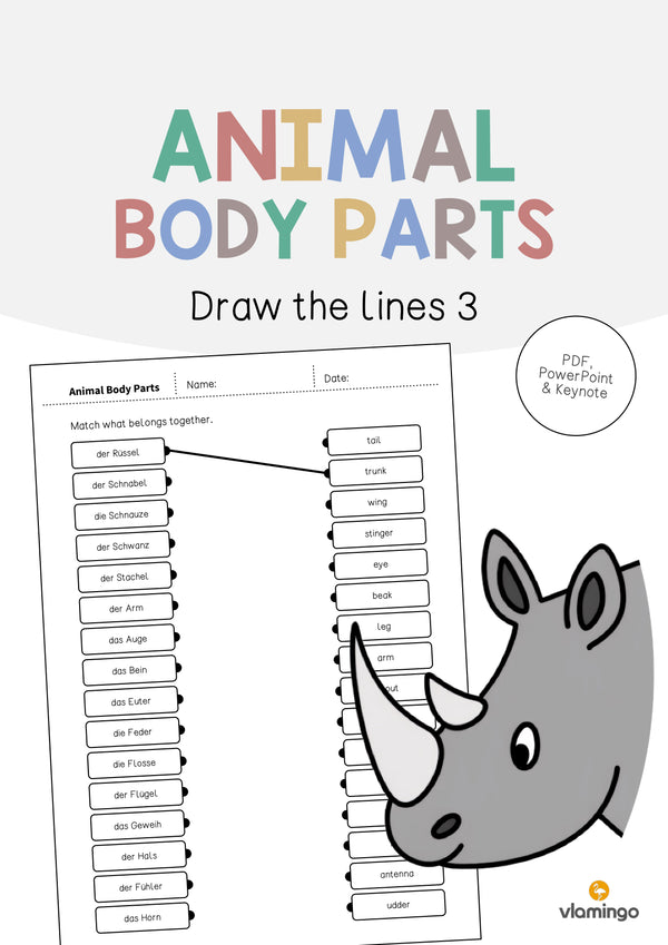 de englisch animal body parts draw the lines 3 001