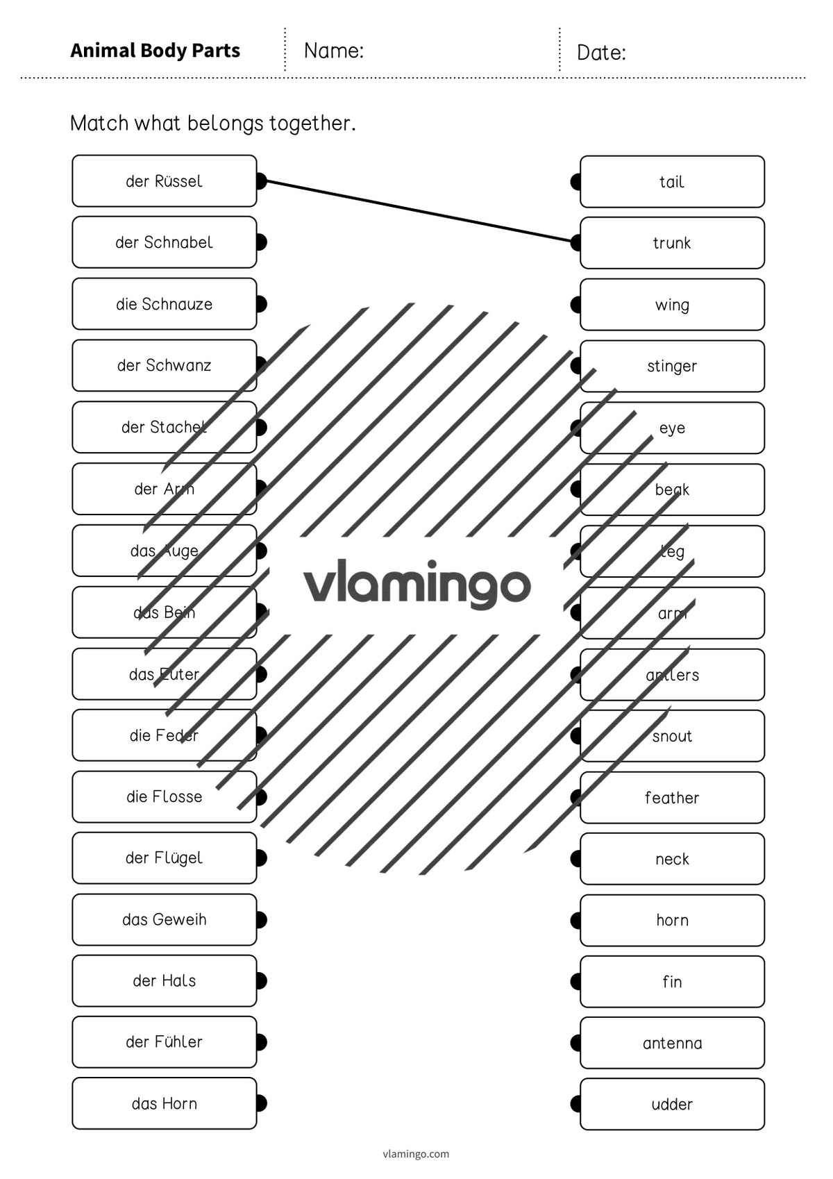 de englisch animal body parts draw the lines 3 003