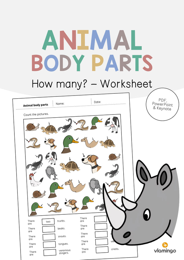 de englisch animal body parts how many worksheet 001