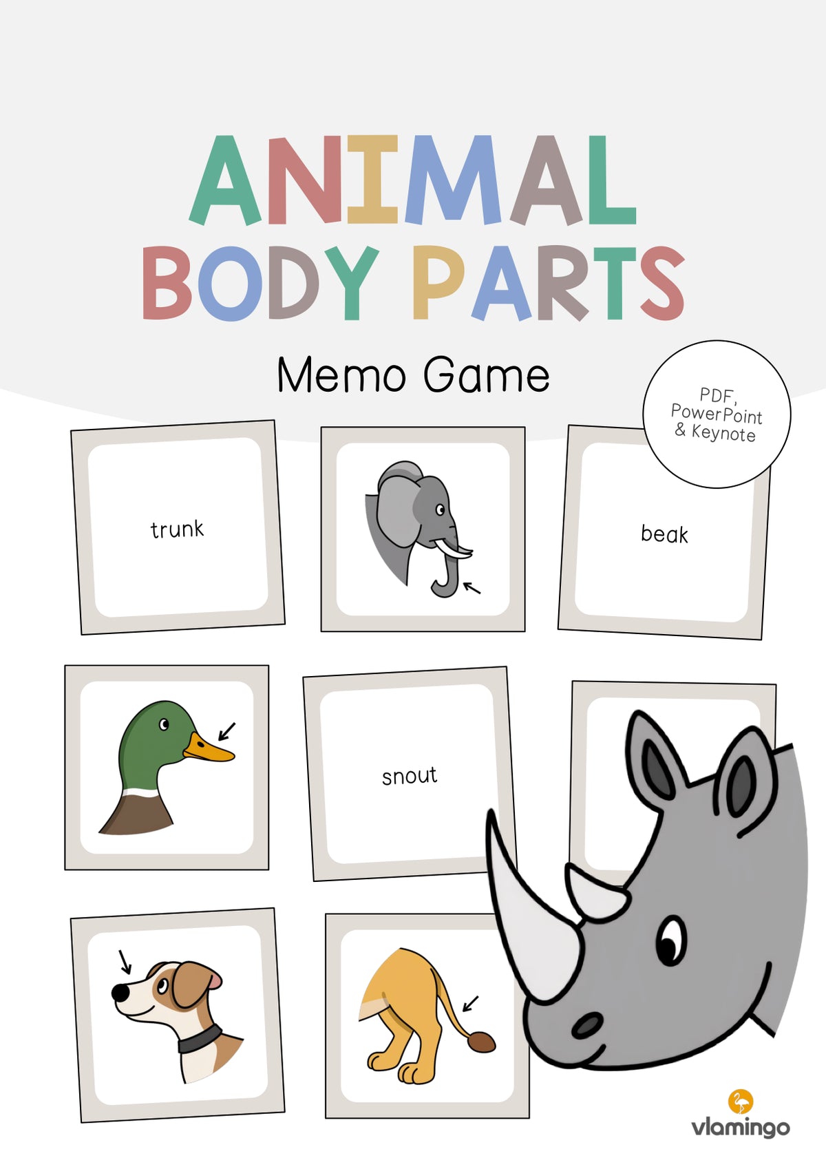de englisch animal body parts memo game 001
