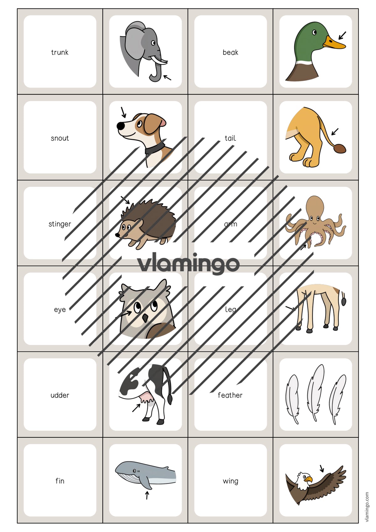 de englisch animal body parts memo game 003