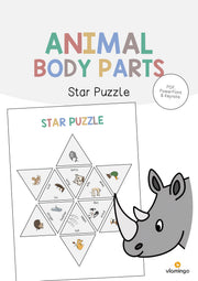 de englisch animal body parts star puzzle 001