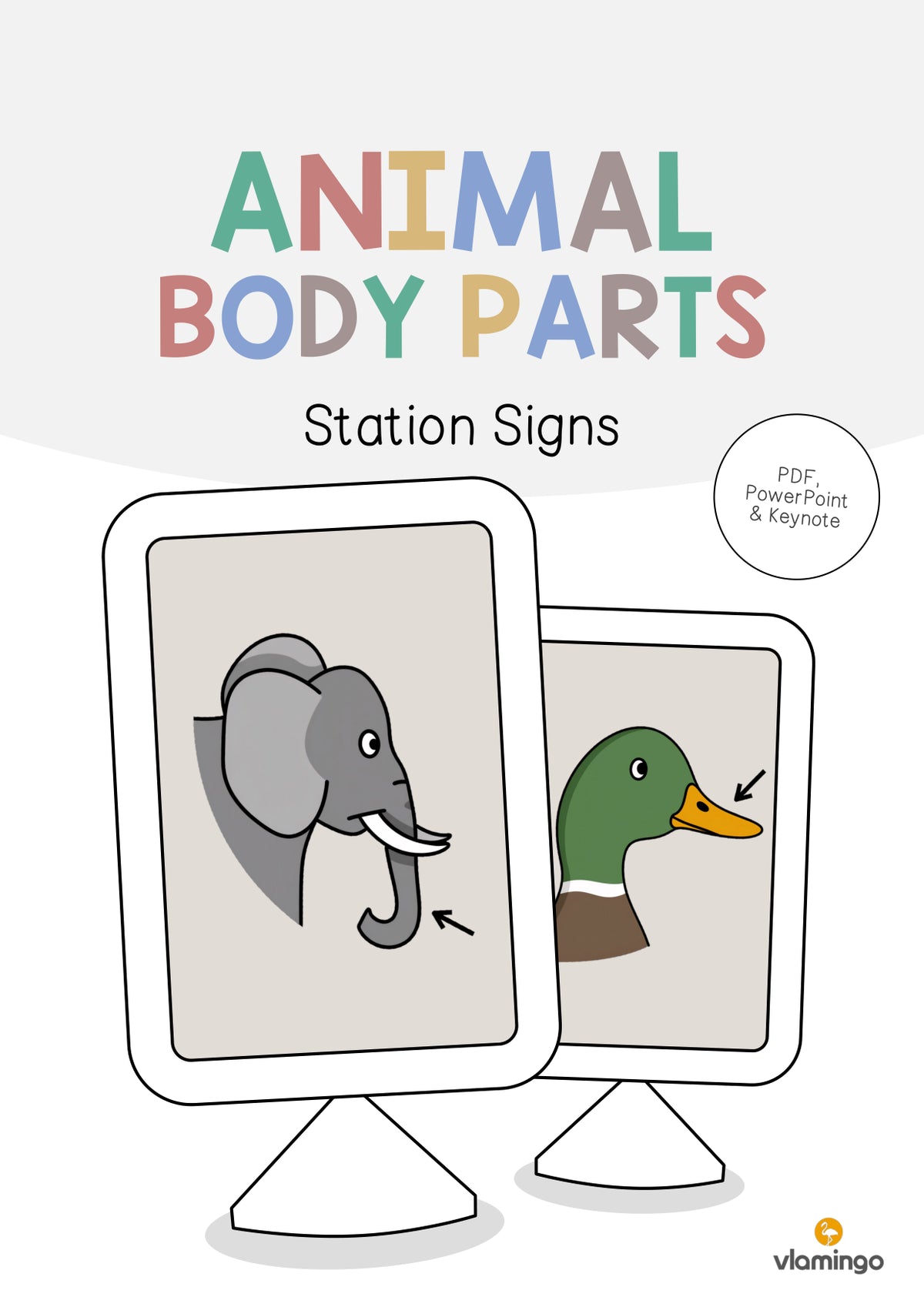 de englisch animal body parts station signs 001