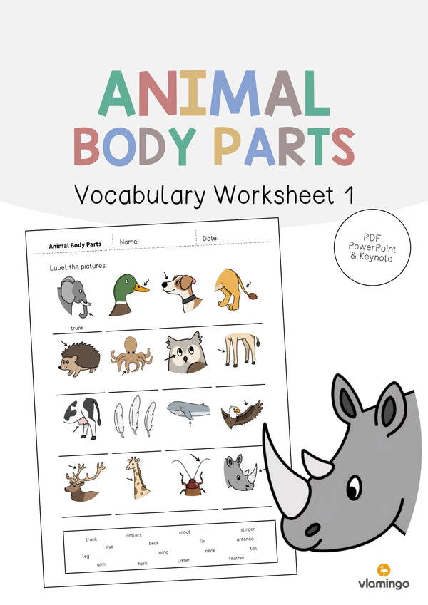de englisch animal body parts vocabulary worksheet 1 001