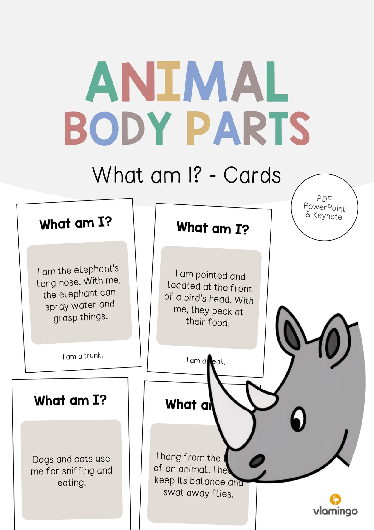 de englisch animal body parts what am i cards 001