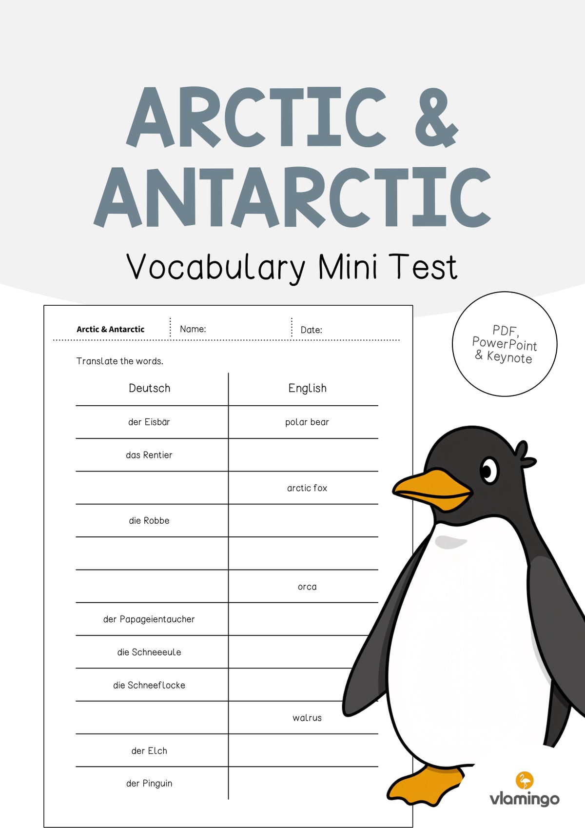 de englisch arctic antarctic vocabulary mini test 001