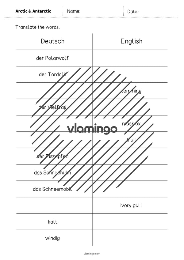 de englisch arctic antarctic vocabulary mini test 005