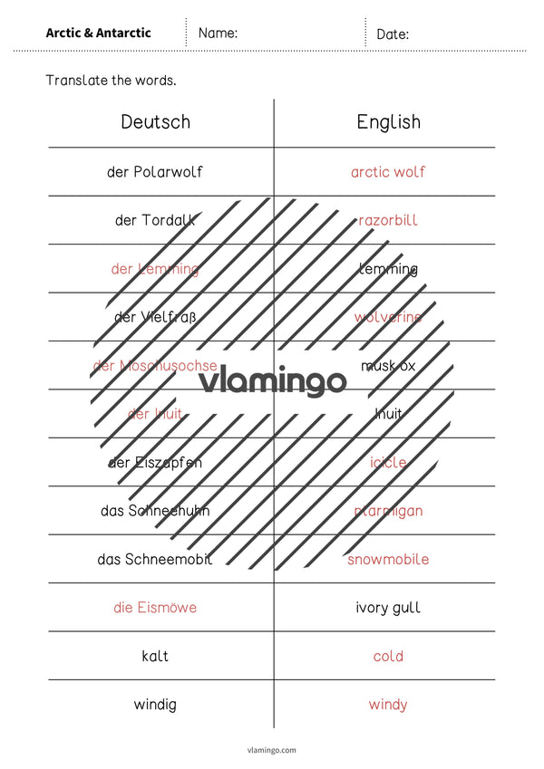 de englisch arctic antarctic vocabulary mini test 009