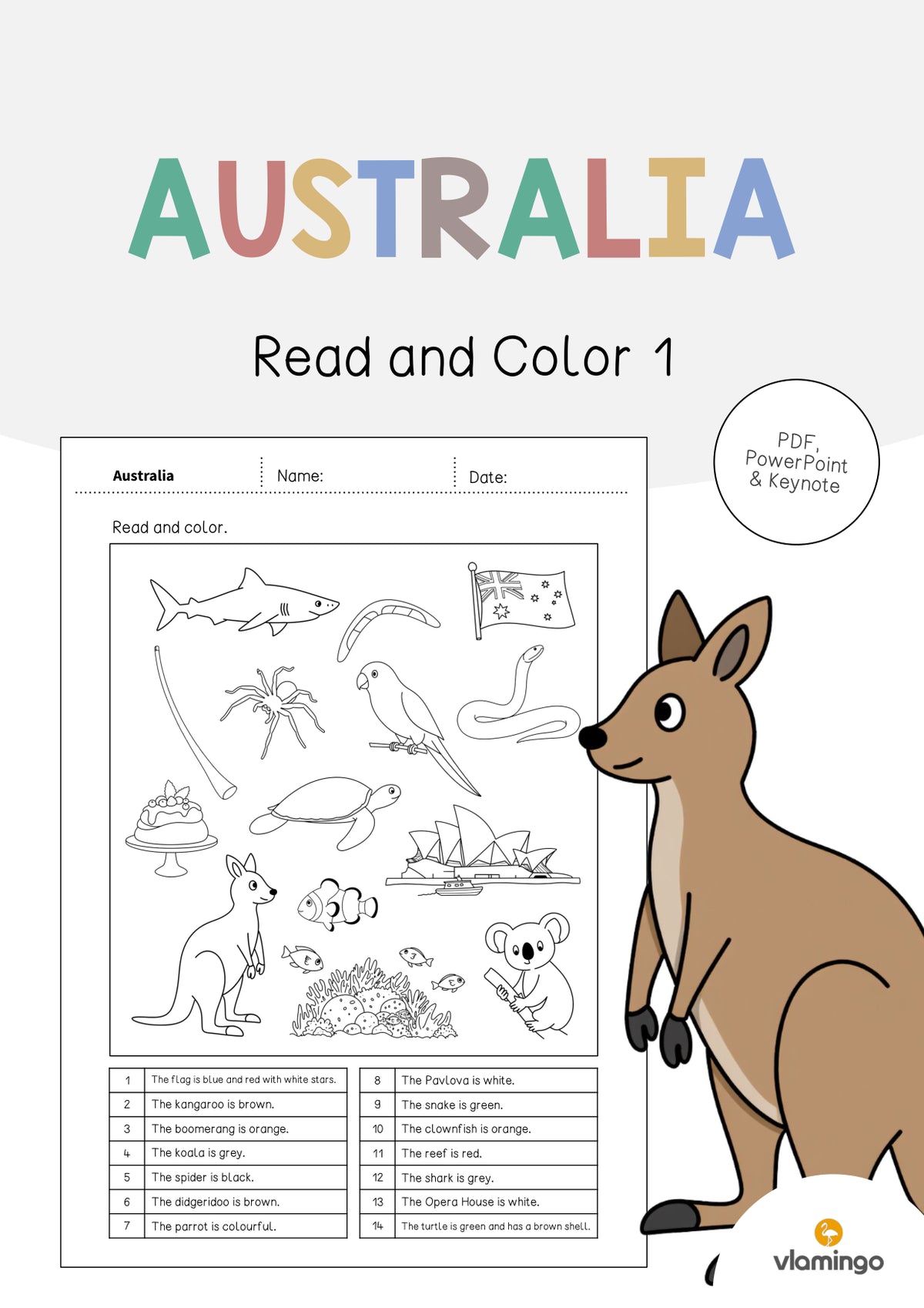 de englisch australia read and color 1 001