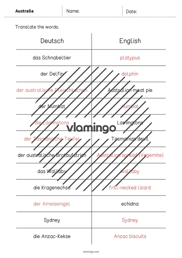 de englisch australia vocabulary mini test 010