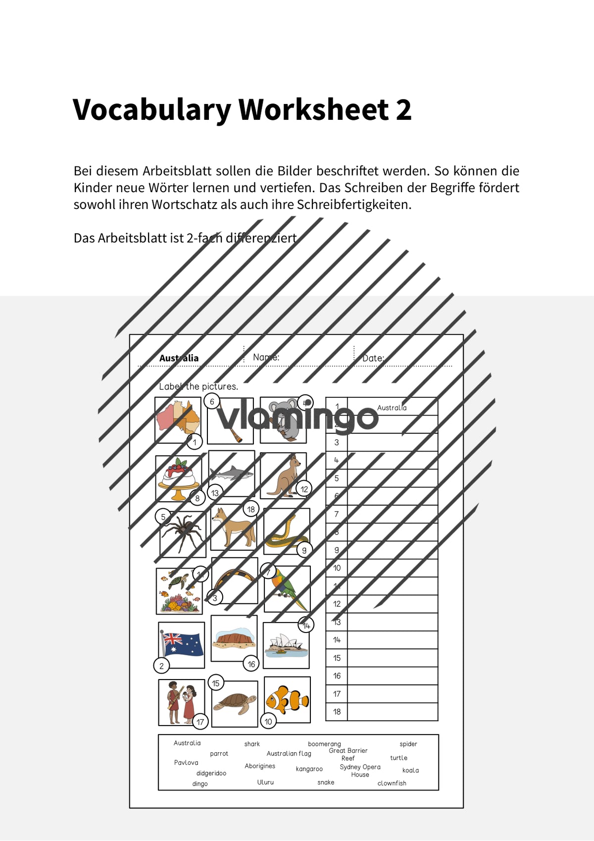 de englisch australia vocabulary worksheet 2 002