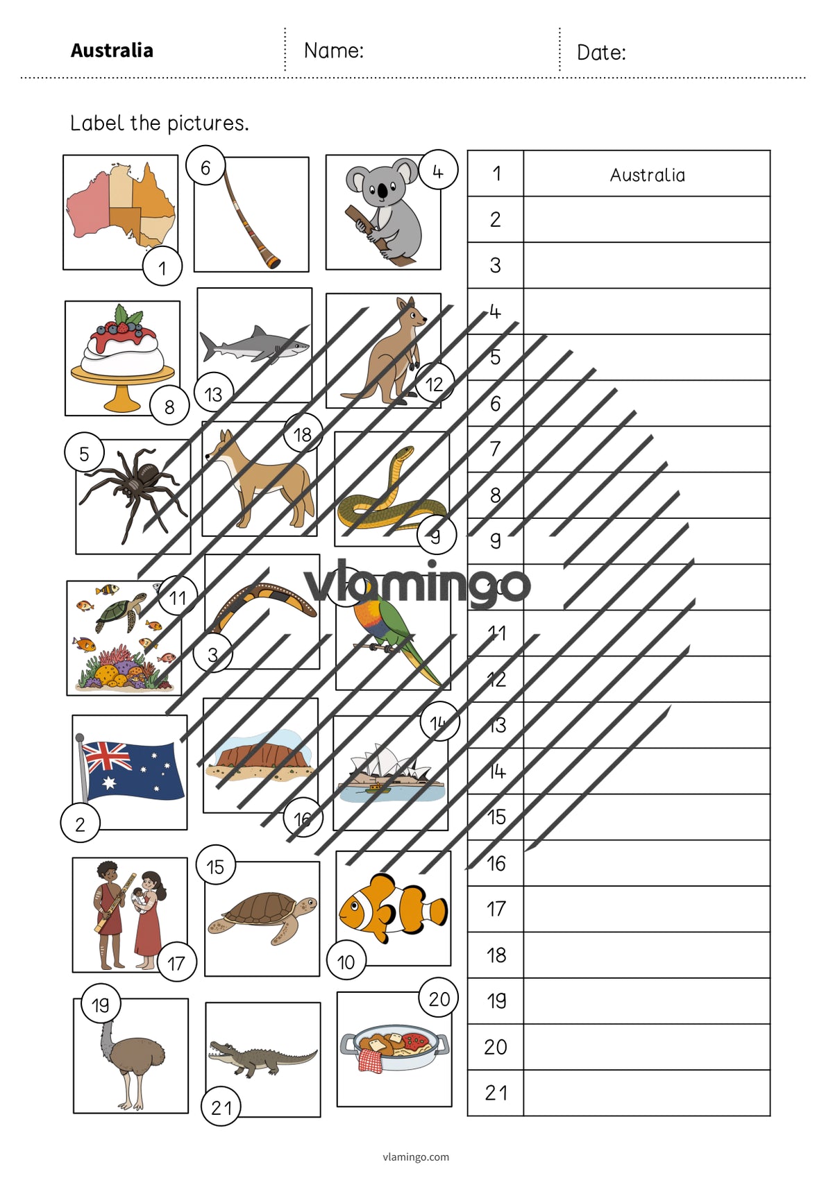 de englisch australia vocabulary worksheet 2 006