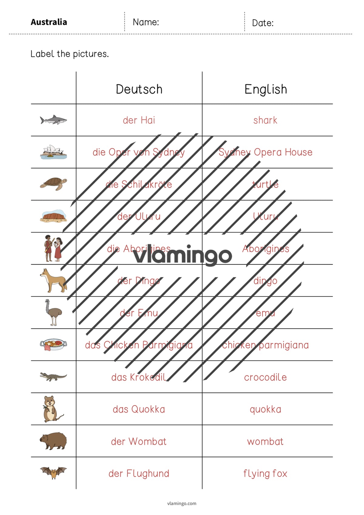 de englisch australia vocabulary worksheet 3 009
