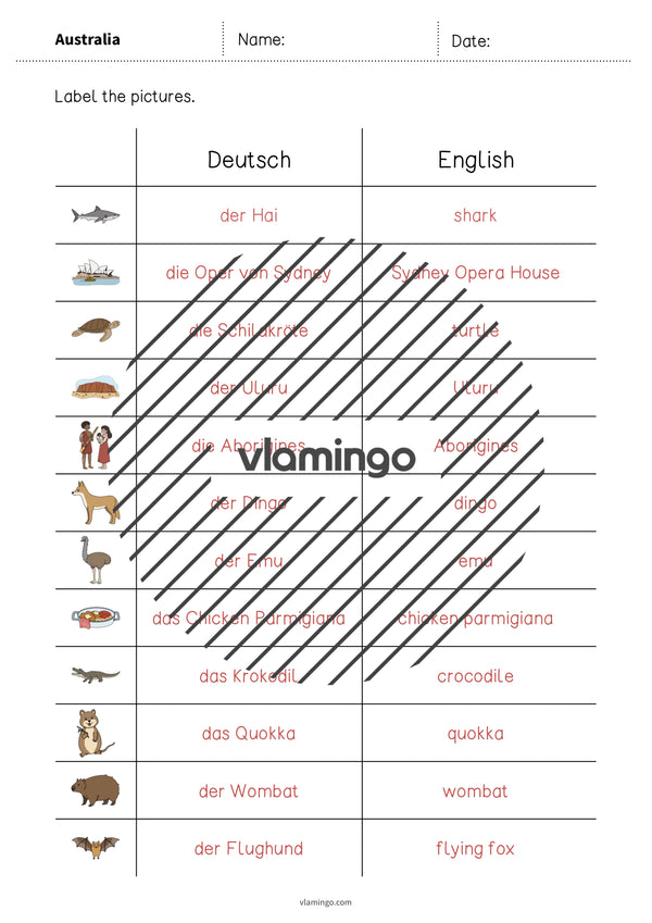 de englisch australia vocabulary worksheet 3 009
