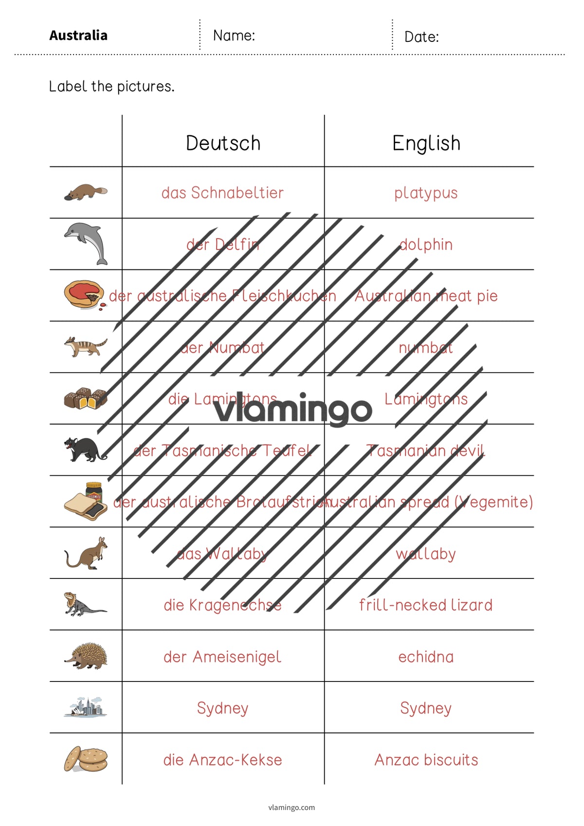 de englisch australia vocabulary worksheet 3 010