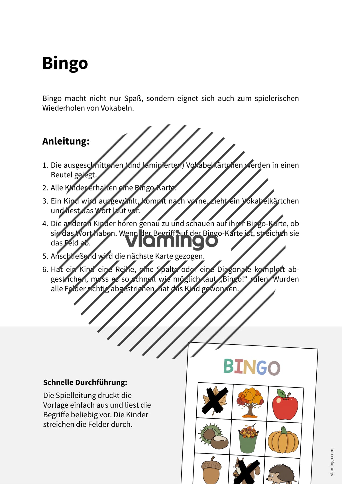 Autumn / Herbst: Bingo für den Englischunterricht – Vorschau 2