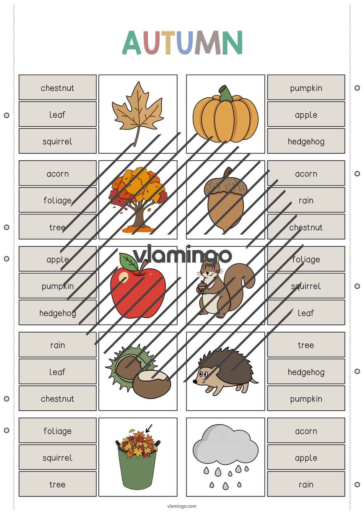 Autumn / Herbst: Clip Cards für den Englischunterricht – Vorschau 3