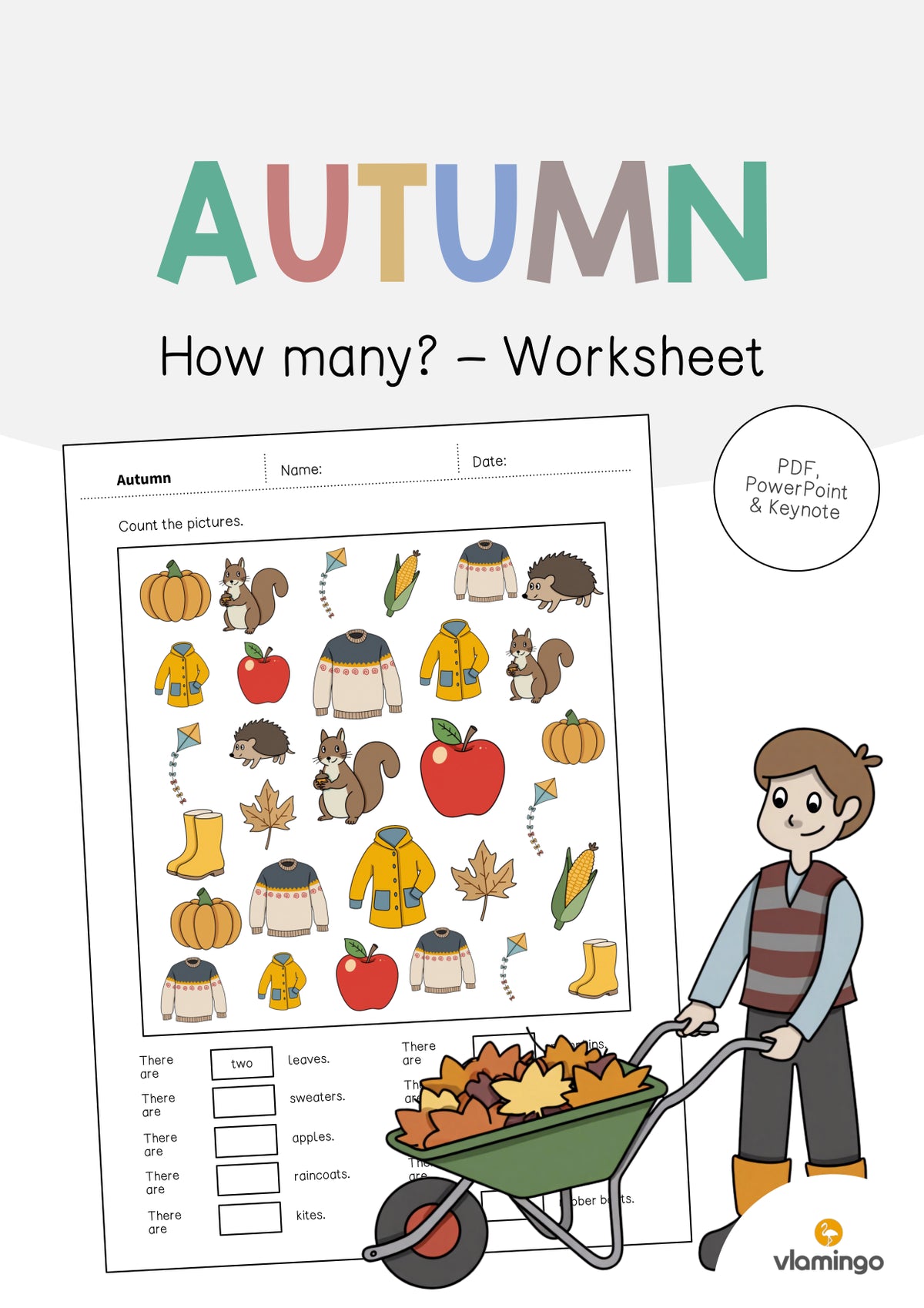 Autumn / Herbst: How many? – Worksheet für den Englischunterricht (Arbeitsblatt)
