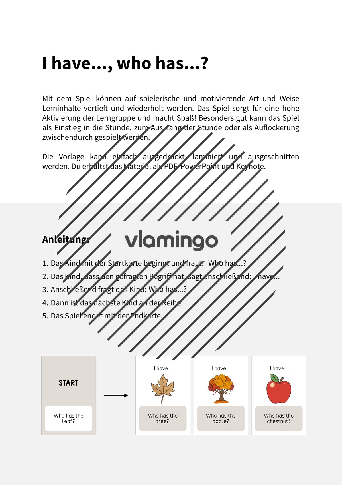 Autumn / Herbst: I have..., who has...? für den Englischunterricht – Vorschau 2