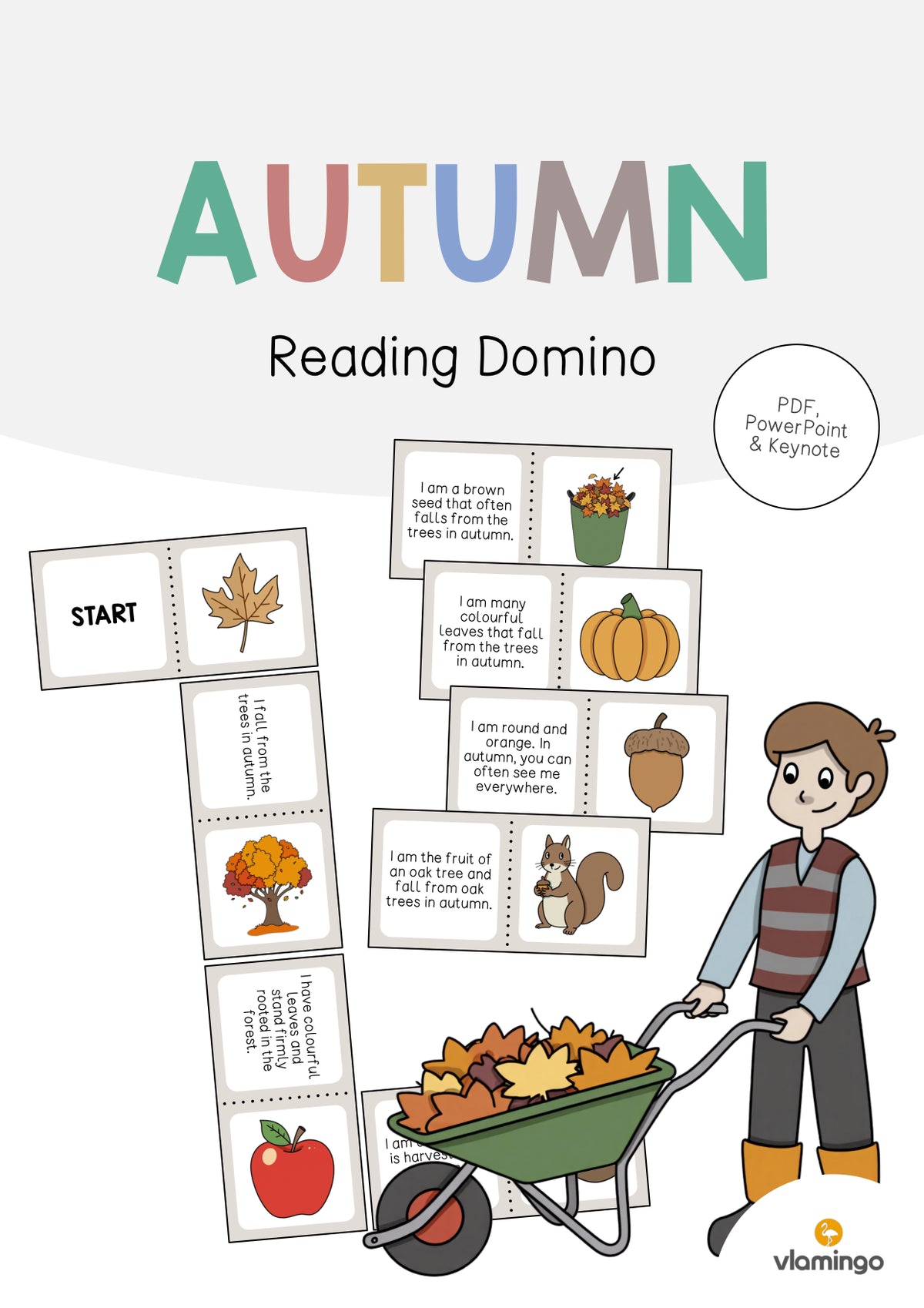 Autumn / Herbst: Reading Domino für den Englischunterricht