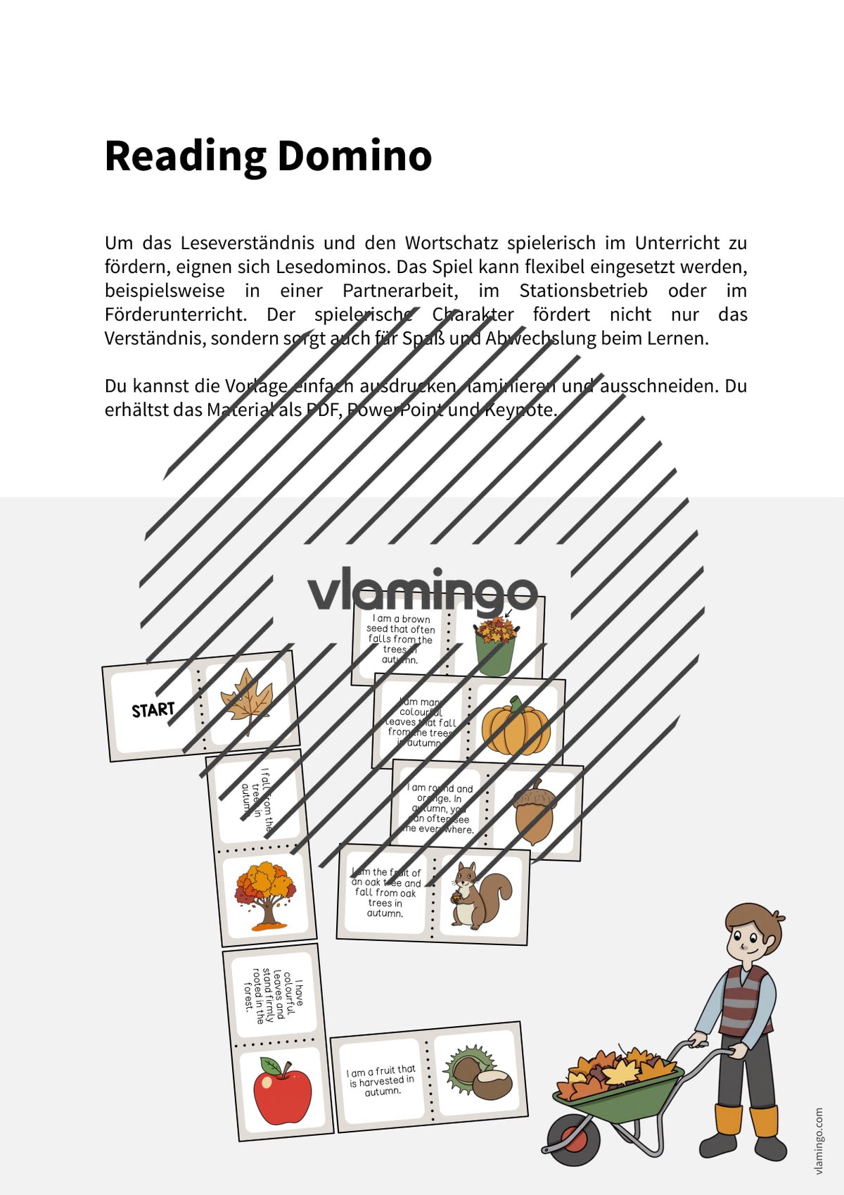 Autumn / Herbst: Reading Domino für den Englischunterricht – Vorschau 2