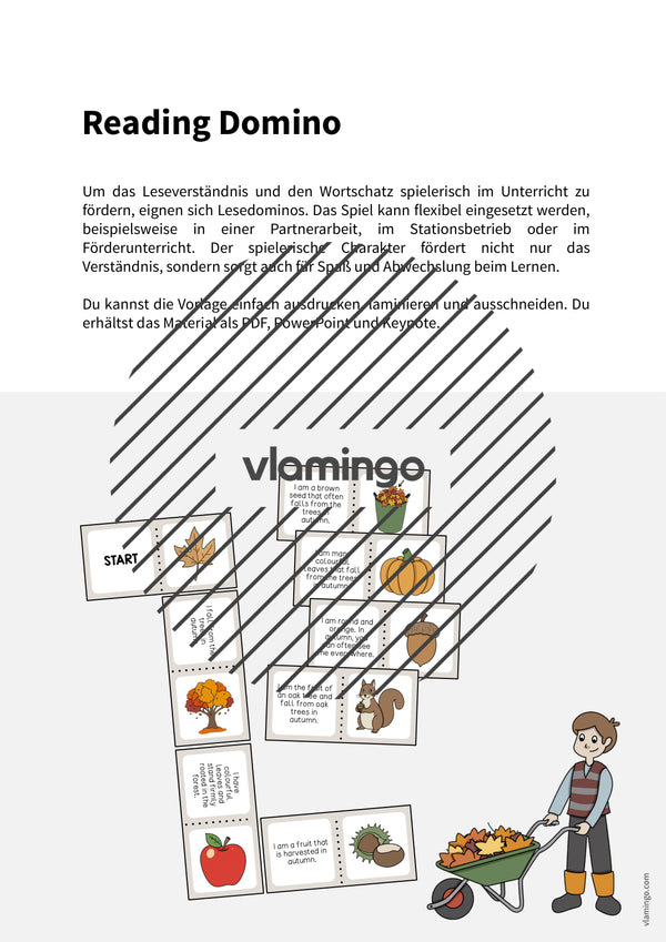 Autumn / Herbst: Reading Domino für den Englischunterricht – Vorschau 2