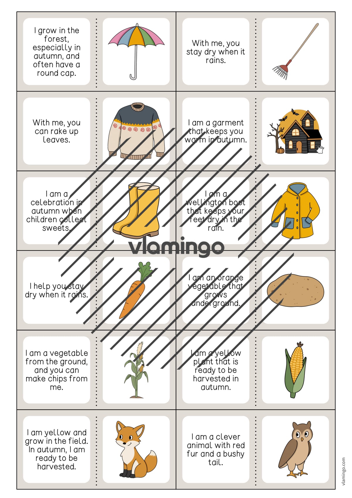 Autumn / Herbst: Reading Domino für den Englischunterricht – Vorschau 4