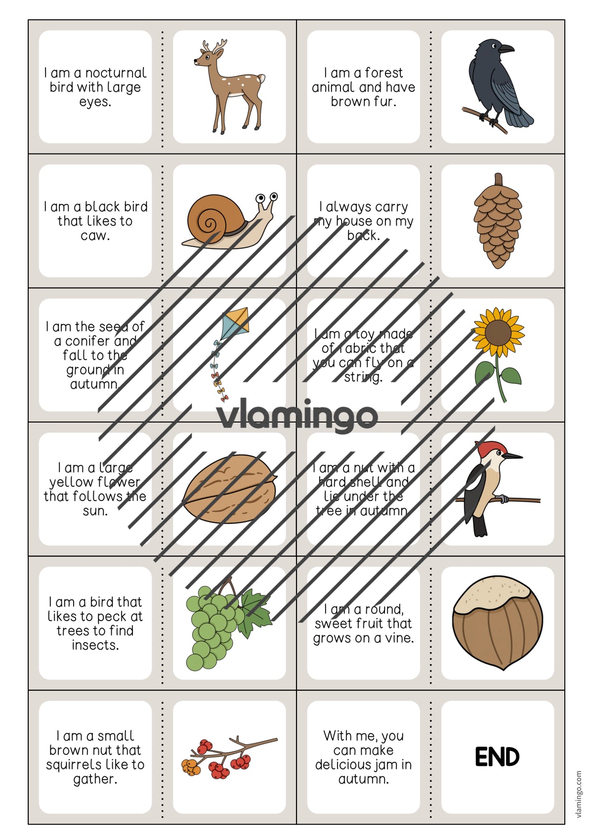 Autumn / Herbst: Reading Domino für den Englischunterricht – Vorschau 5