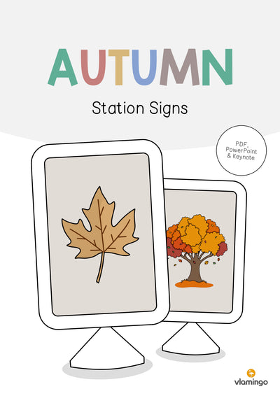 Otoño / Herbst: Carteles de estación (Inglés)