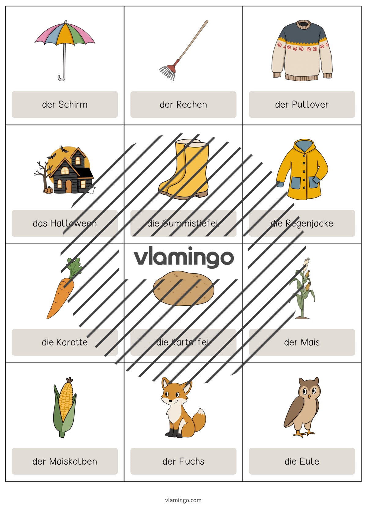 Autumn / Herbst: Vocabulary Cards für den Englischunterricht – Vorschau 5