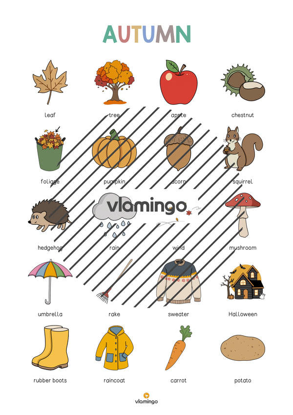 Autumn / Herbst: Vocabulary Poster für den Englischunterricht – Vorschau 3