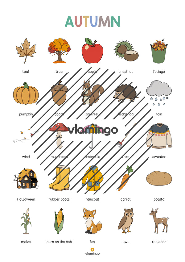 Autumn / Herbst: Vocabulary Poster für den Englischunterricht – Vorschau 4