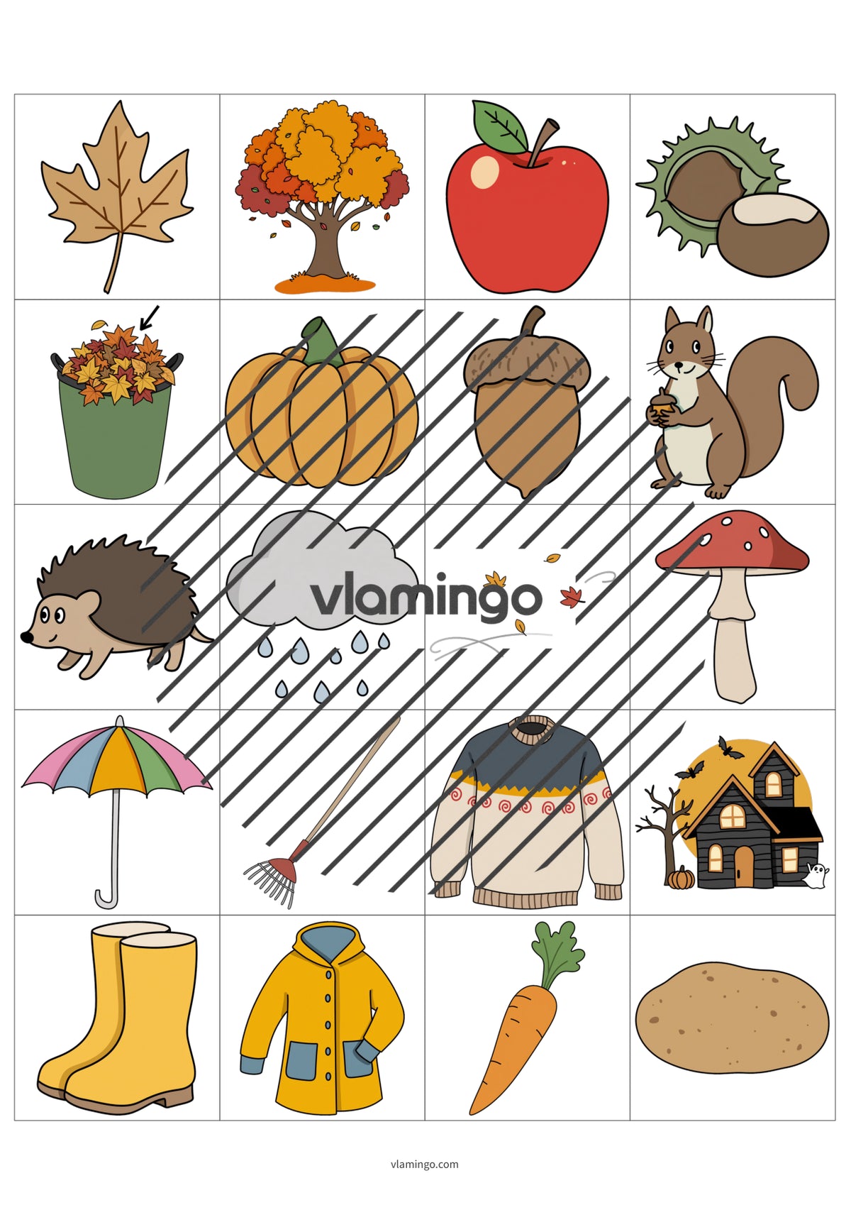 Autumn / Herbst: Vocabulary Wheel of Fortune für den Englischunterricht – Vorschau 15