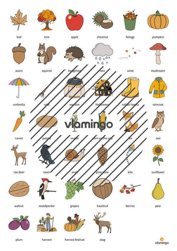 Autumn / Herbst: Vocabulary Wheel of Fortune für den Englischunterricht – Vorschau 18
