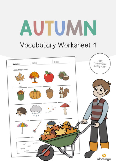 Otoño / Herbst: Hoja de trabajo de vocabulario 1 (Inglés)