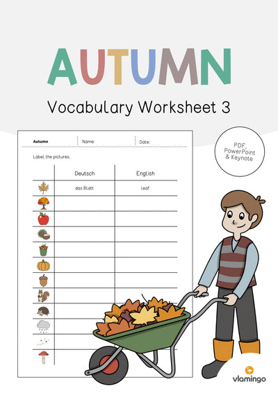 Otoño / Herbst: Hoja de trabajo de vocabulario 3 (Inglés)