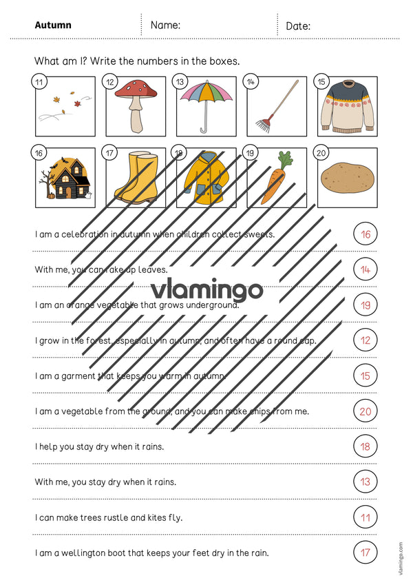 Autumn / Herbst: What am I? – Worksheet für den Englischunterricht (Arbeitsblatt) – Vorschau 8