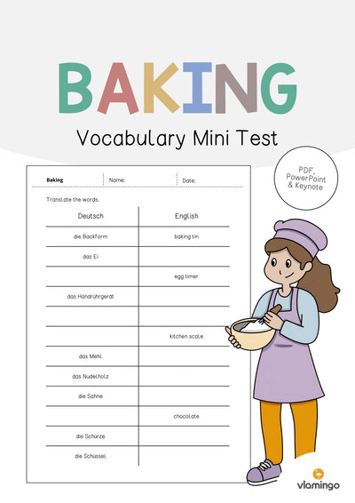 Baking / Backen: Vocabulary Mini Test (Englisch)