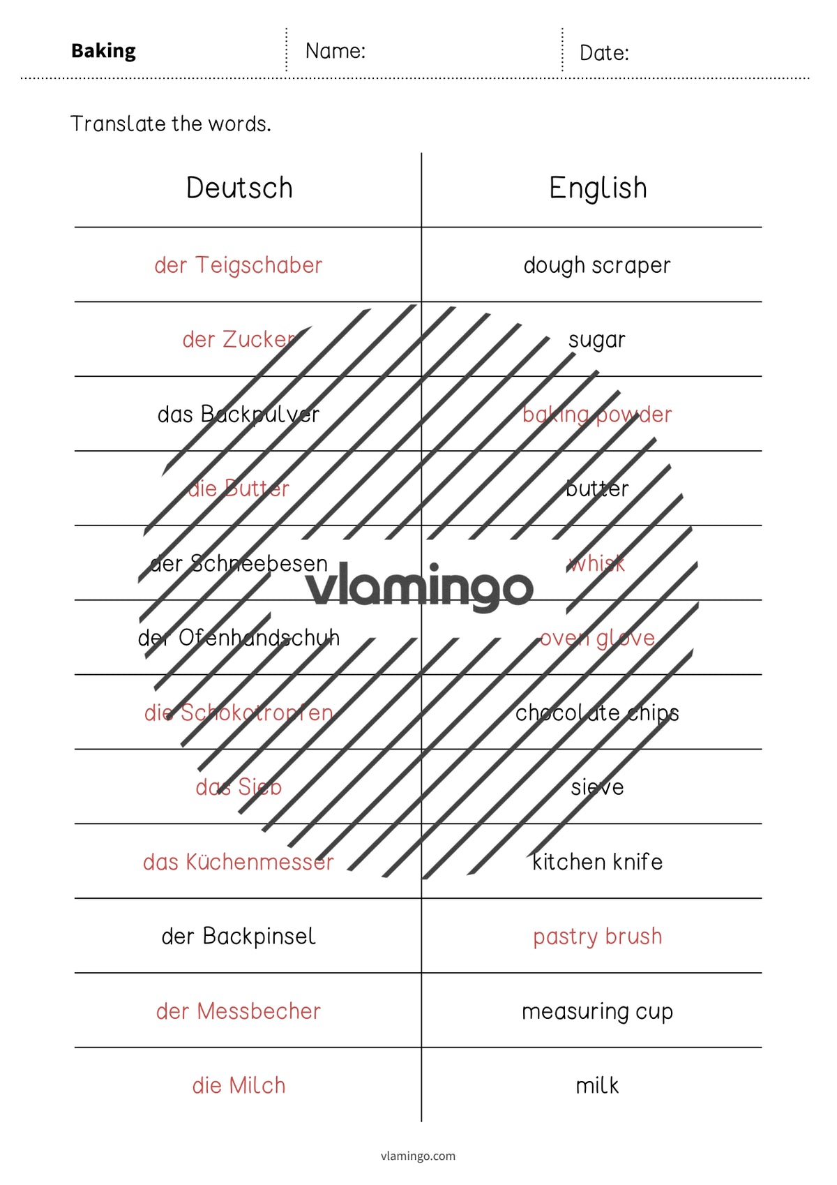 de englisch baking vocabulary mini test 010