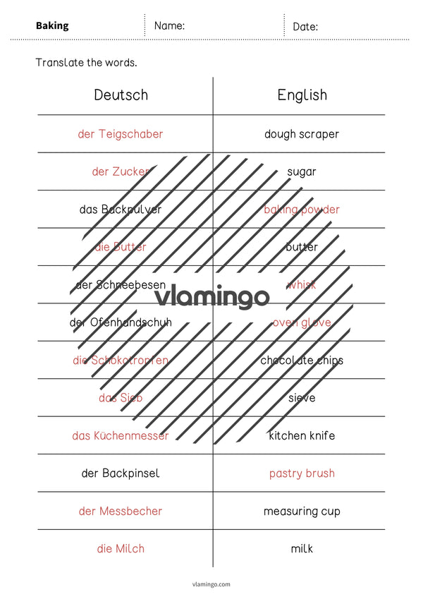 de englisch baking vocabulary mini test 010